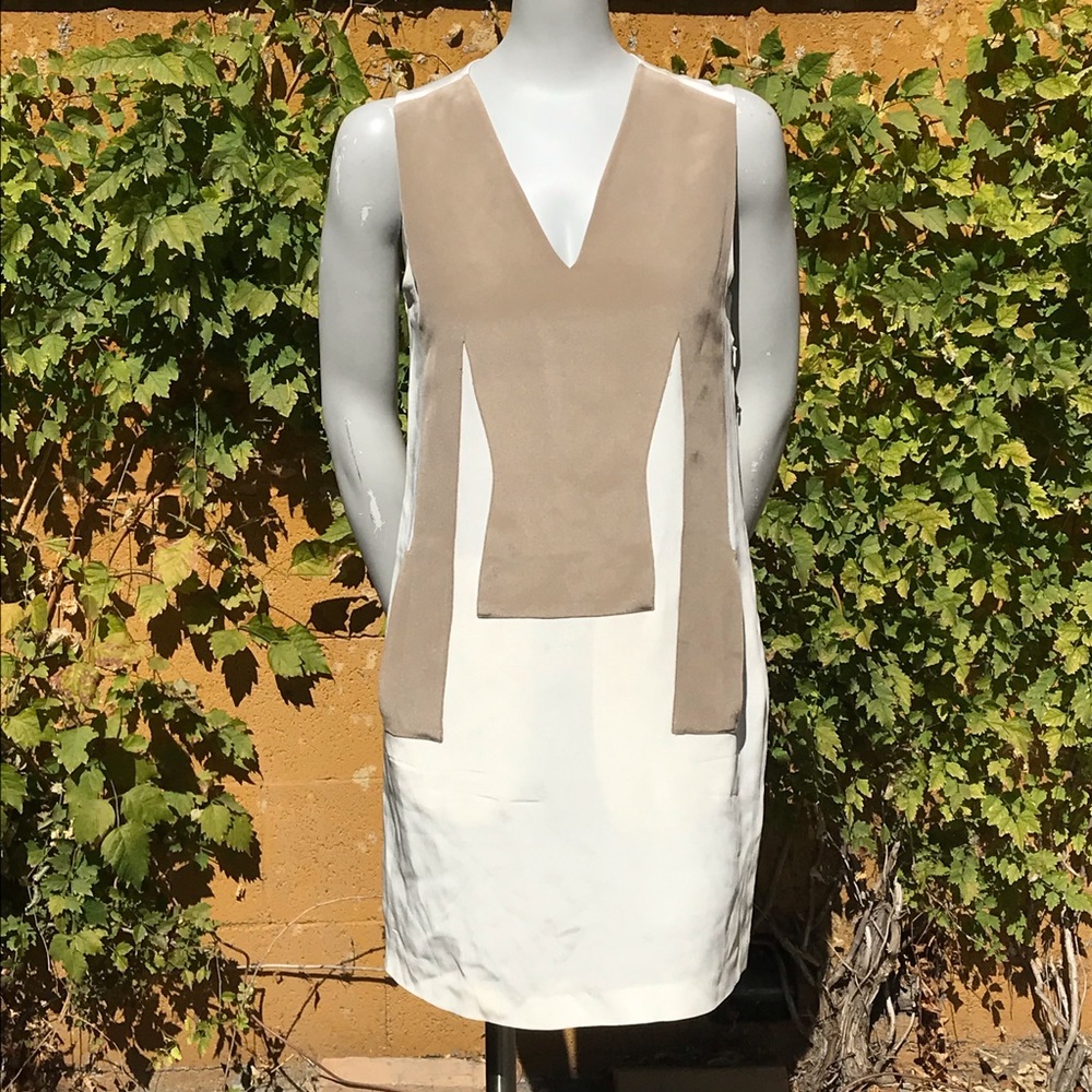 3.1 Phillip lim tan and white sheath dress